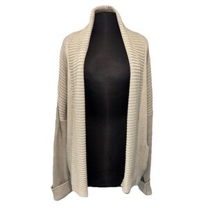 NEW Shawl Collar Open‎ Front Cardigan Women's Size XL Beige Comfy Grandma Core